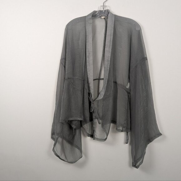 Ethereal Sheer Wrap Top with Kimono Sleeves, Medium - Picture 3 of 9